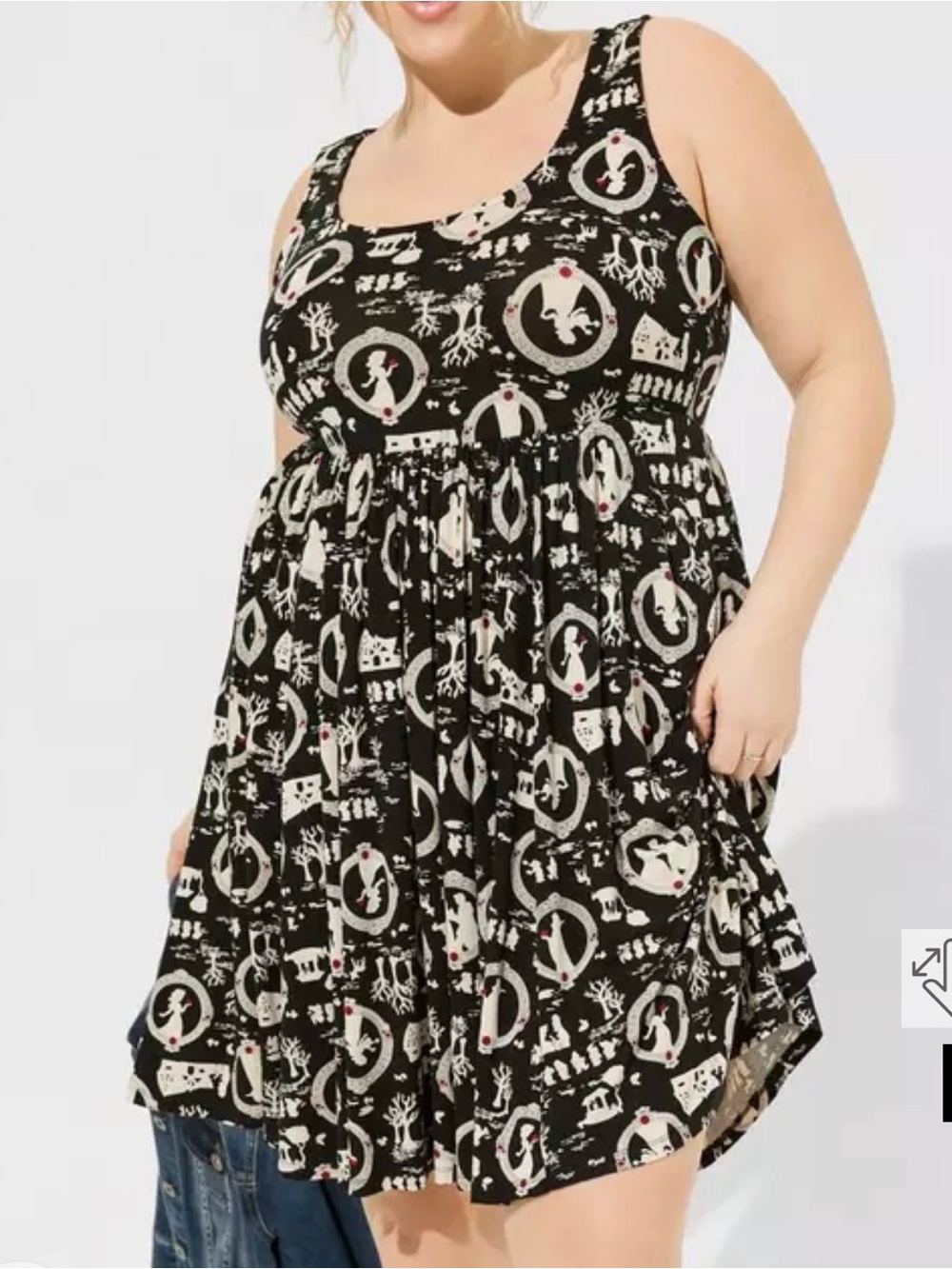 torrid Black and Cream Disney Princess Print Tank Dress